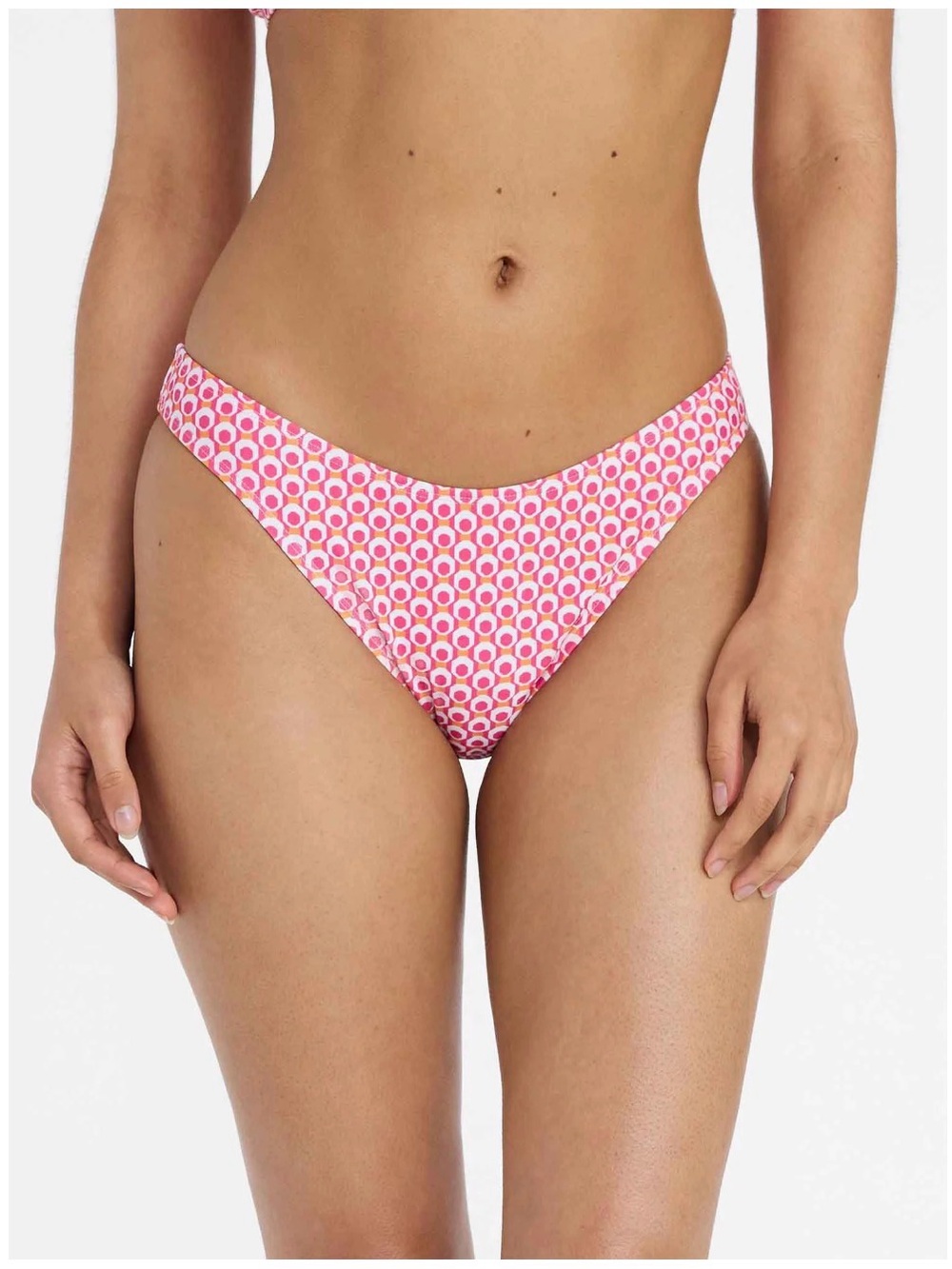 No Boundaries Pink and White Geometric Bikini Bottom